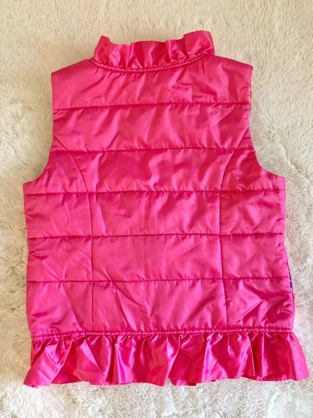 Lilly Pulitzer Girl Pink Puffer Vest jacket Large 8-10 EUC